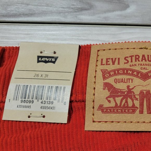 Levis 94’ Baggy Mid Rise Sz 24 - 34 Straight Leg Corduroy Dad Jeans Blood Orange - Picture 7 of 12